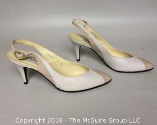 Vintage Diane von Furstenberg Cream and Taupe Slingback Heels Size 6M