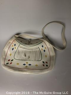 Collection of Three Purses: Morlane Paris, White Leather Fringe, and 1950's Purse