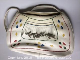 Collection of Three Purses: Morlane Paris, White Leather Fringe, and 1950's Purse