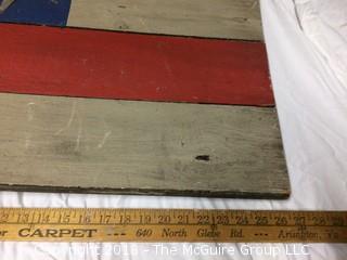 Original American Flag Wall Hanging Made of Wood with Tin Stars