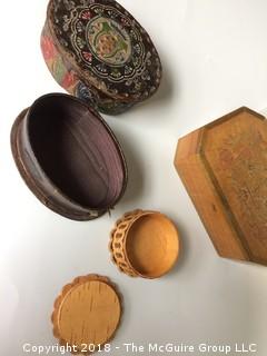 Collection of Old Boxes and Bowling Trophies