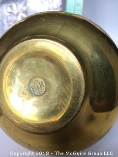 Collection of Wendell August Tray, Bradley and Hubbard Pot, Arts and Crafts Copper Candlesticks, and Wedgewood Fork