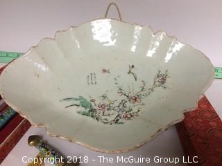 Old Chinese Platter with Inscription and Presentation Letter Openers