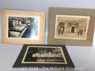 Three Vintage Photographs of Stores, One Marked 1939, Measure 8x11