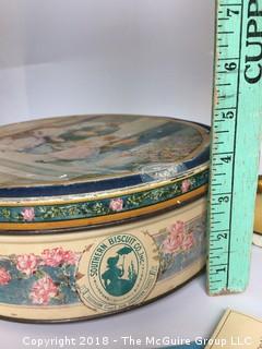 Two Vintage Tins, One with African American History Subject Matter, and Sewing Items and Buttons