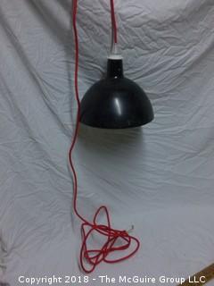 Black Metal Shade Hanging Lamp with New Red Cord