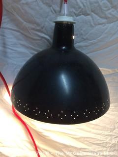 Black Metal Shade Hanging Lamp with New Red Cord