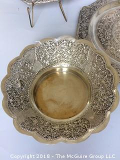 Vintage Laotian Silverplate Platters and Bowl