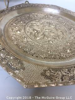 Vintage Laotian Silverplate Platters and Bowl