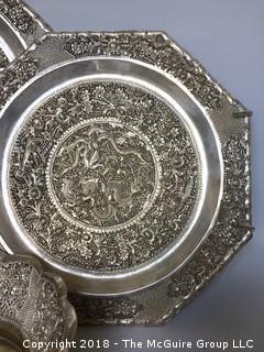 Vintage Laotian Silverplate Platters and Bowl