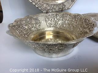 Vintage Laotian Silverplate Platters and Bowl