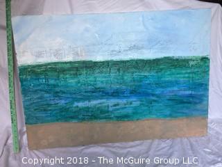 Painting on Canvas of Beach, Sea, and Sky