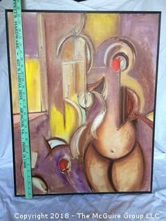 Signed Abstract Figural Oil on Canvas