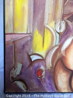 Signed Abstract Figural Oil on Canvas