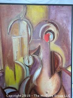 Signed Abstract Figural Oil on Canvas