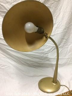 Working Gold Tone Industrial Gooseneck Lamp