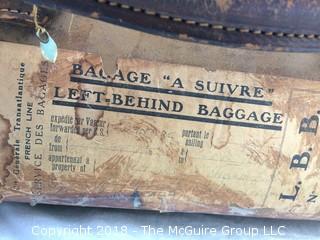 Vintage Leather Suitcase that Belonged to Former Ambassor with Stickers