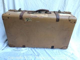 Vintage Leather Suitcase that Belonged to Former Ambassor with Stickers