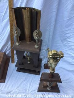 Collection of Trophies: Two Large (One Over 4 Feet When Stacked) Car Racing Trophies and One Small Trophy