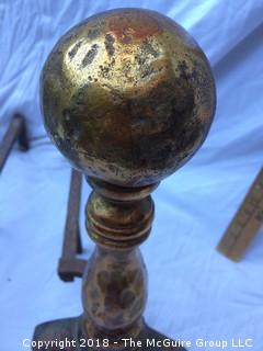 Pair of Brass Ball Andirons