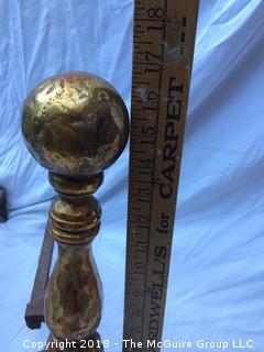 Pair of Brass Ball Andirons