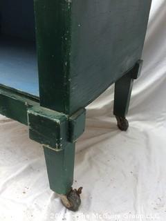 Primitive Wood Bar Cart with Removable Metal Top