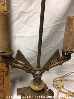 Two Vintage Metal Lamps, One Art Deco