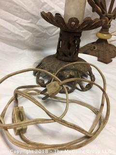 Two Vintage Metal Lamps, One Art Deco