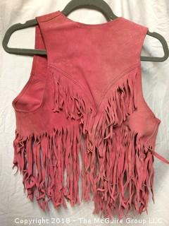 Pink Leather Medium to Small Fringe Vest