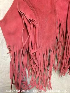 Pink Leather Medium to Small Fringe Vest