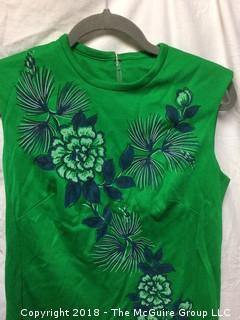 Vintage Green Polyester Woman's Size 12 (Looks Small) Sleeveless Dress