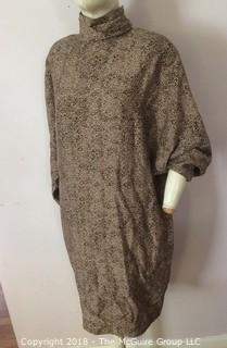 Vintage Rayon Leopard Print Batwing Dress with Cowl Neck