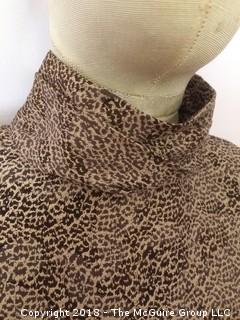 Vintage Rayon Leopard Print Batwing Dress with Cowl Neck