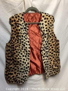 Vintage Faux Leopard Vest with Lining Size Medium