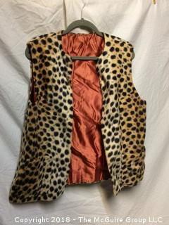 Vintage Faux Leopard Vest with Lining Size Medium