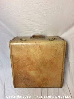 Vintage Brown Leather Square Suitcase