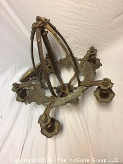 Vintage Metal Chandelier with Heraldic Crest