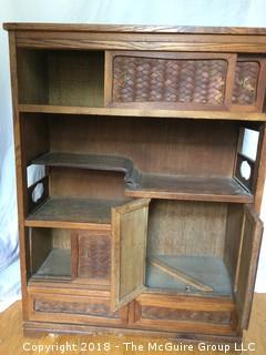 Japanese Cabinet with Shelves, Material-Covered Top Panel