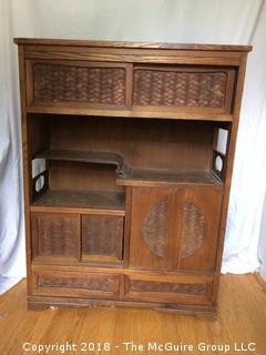 Japanese Cabinet with Shelves, Material-Covered Top Panel