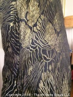 Vintage 1920s Women's Gold Embroidered Evening Dress with Inset Gold Cloth in Front and Back, Size Large