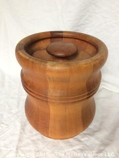 MCM Nissen Denmark Teak Ice Bucket with Lid and Plastic Liner 