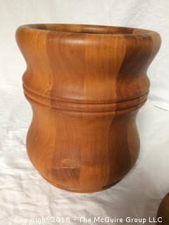 MCM Nissen Denmark Teak Ice Bucket with Lid and Plastic Liner 