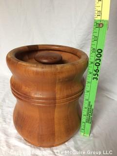 MCM Nissen Denmark Teak Ice Bucket with Lid and Plastic Liner 