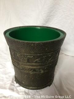 James Mont Style Hollywood Regency Archaic Metal Ice Bucket with Plastic Liner