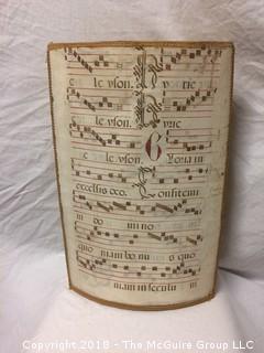 Antique Gregorian Chant Music Sheet Lampshade with Handwritten Notes