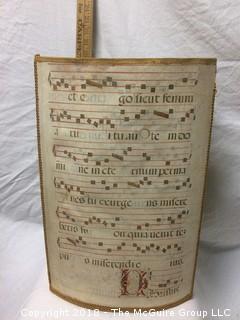 Antique Gregorian Chant Music Sheet Lampshade with Handwritten Notes