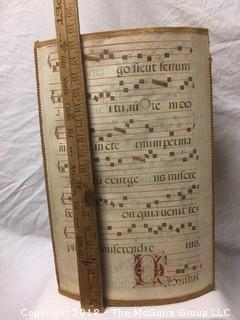 Antique Gregorian Chant Music Sheet Lampshade with Handwritten Notes