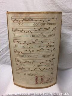 Antique Gregorian Chant Music Sheet Lampshade with Handwritten Notes