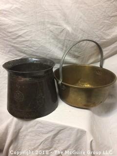 Two Large Metal Pots, One from the East, One from the West