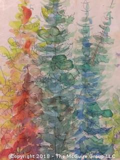 Homemade Pet Grave Marker and Watercolor of Trees